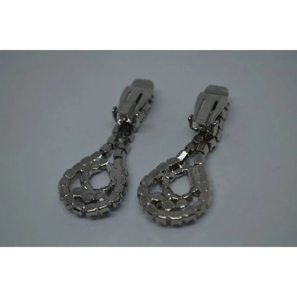 Rhinestone Aurora Borealis Teardrop Clip On  Earrings - Picture 5 of 8